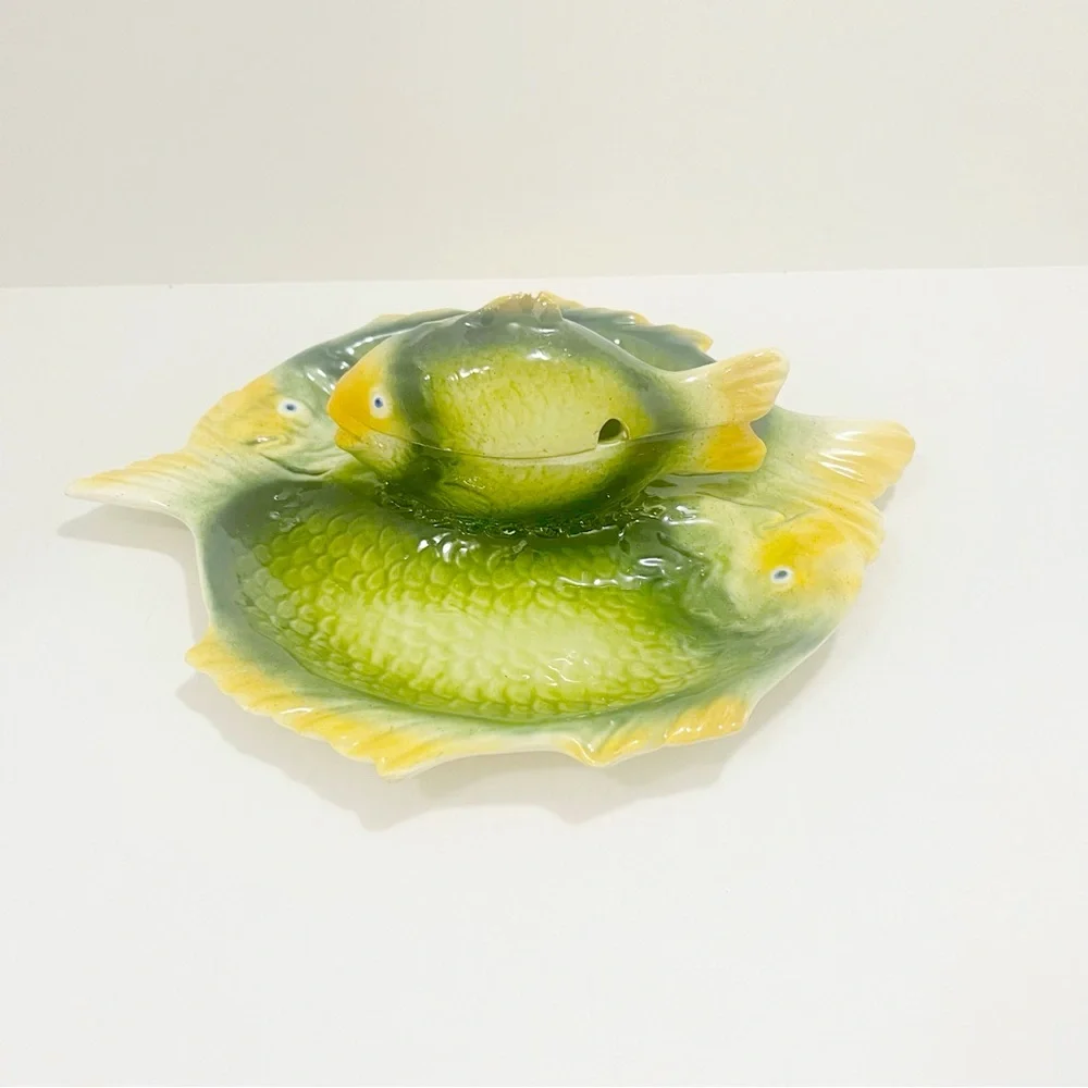 Vintage italy colorful fish shaped ceramic serving platte